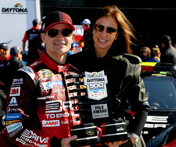 Jeff Gordon and wife Ingrid enjoy the season opening Daytona 500 pole award.