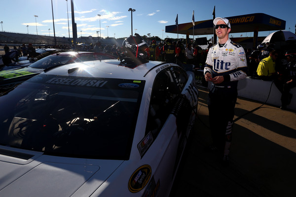 Brad Keselowski is probably seeing Superman flying in the sky or something.