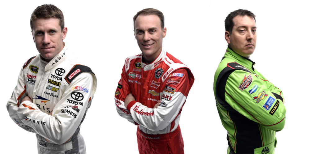 Kevin Harvick is like, oh mang, I'm surrounded by JGR dudes.
