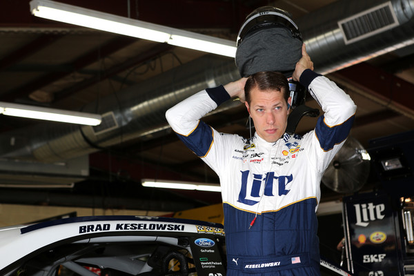 Keselowski prepares for a practice run in his No. 2 Ford.
