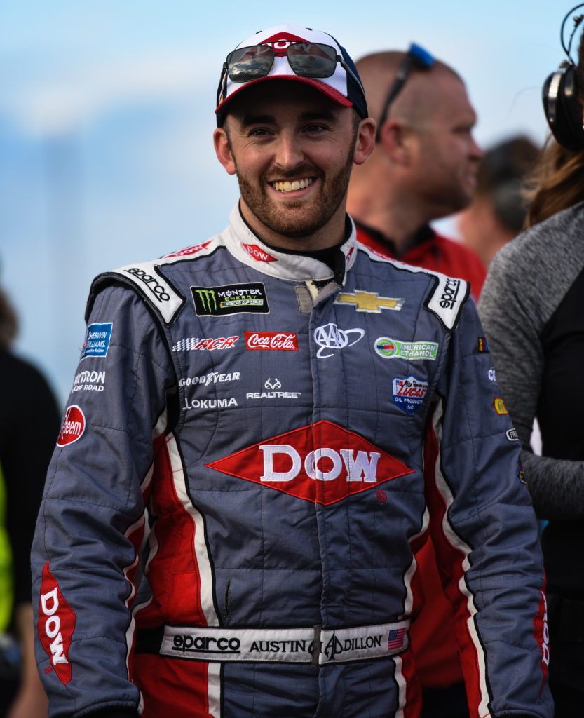 Presently, Dillon's season has seen him smiling in Charlotte's Victory Lane. (Photo Credit: Jeremy Thompson)