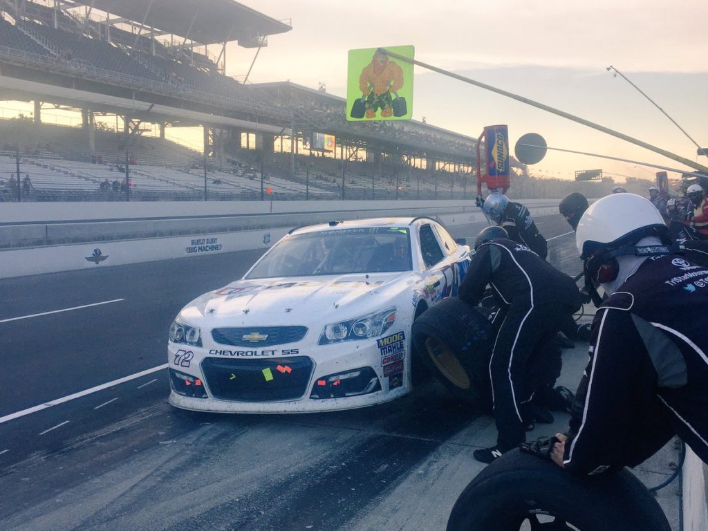 As a result of the carnage, Whitt and his 72 team parlayed strategy and smarts to a 12th at IMS. (Photo Credit: Tri Star Motorsports' Twitter)