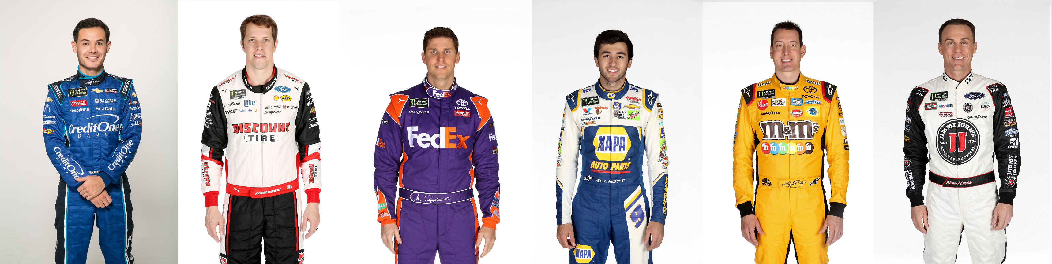 Which of these six raises their arms in victory at Daytona?
