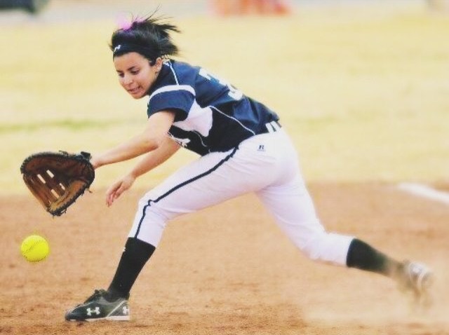 O'Leary fielding a play as a high school softball infielder. (Photo Credit: Breanna O'Leary)