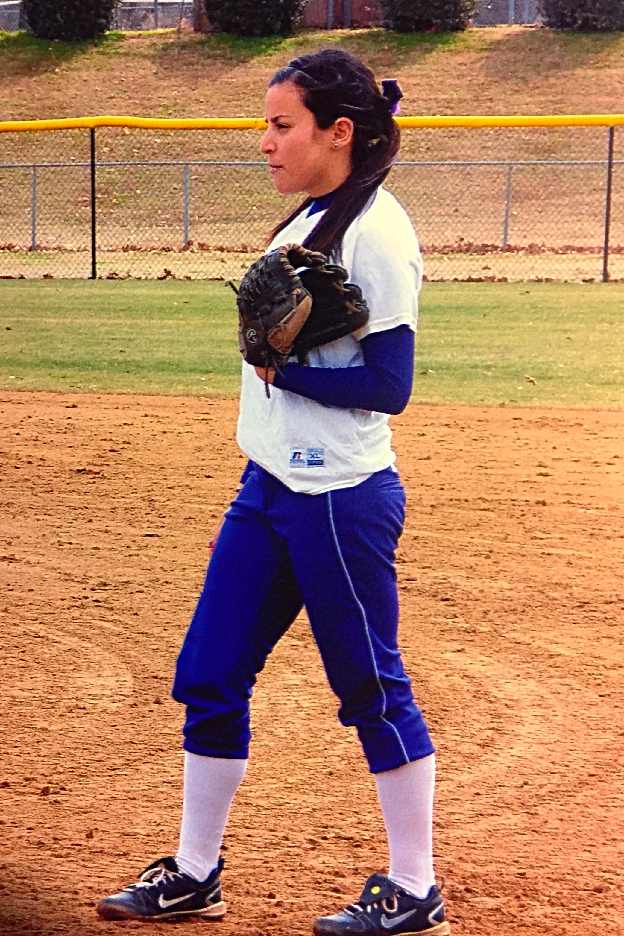 Awaiting for the play as an Alcorn State University softball player. O'Leary fielding a play as a high school softball infielder. (Photo Credit: Breanna O'Leary)