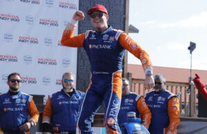 By all means, Scott Dixon enjoys the spoils of his win at Mid-Ohio. (Photo Credit: Stephen Conley/TPF)