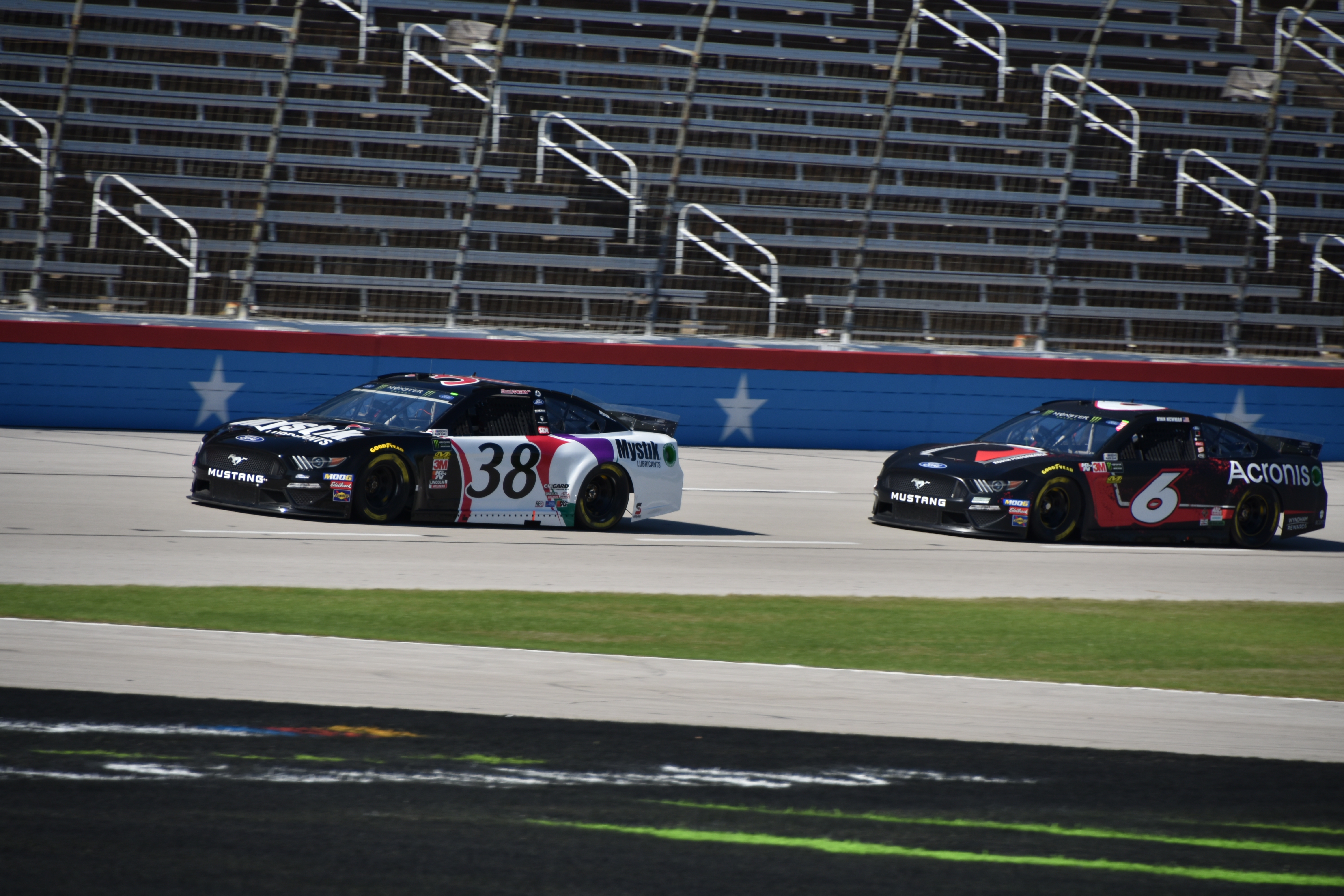 As shown above, David Ragan and Ryan Newman simulate conditions for the AAA Texas 500. (Photo Credit: Sean Folsom/TPF)