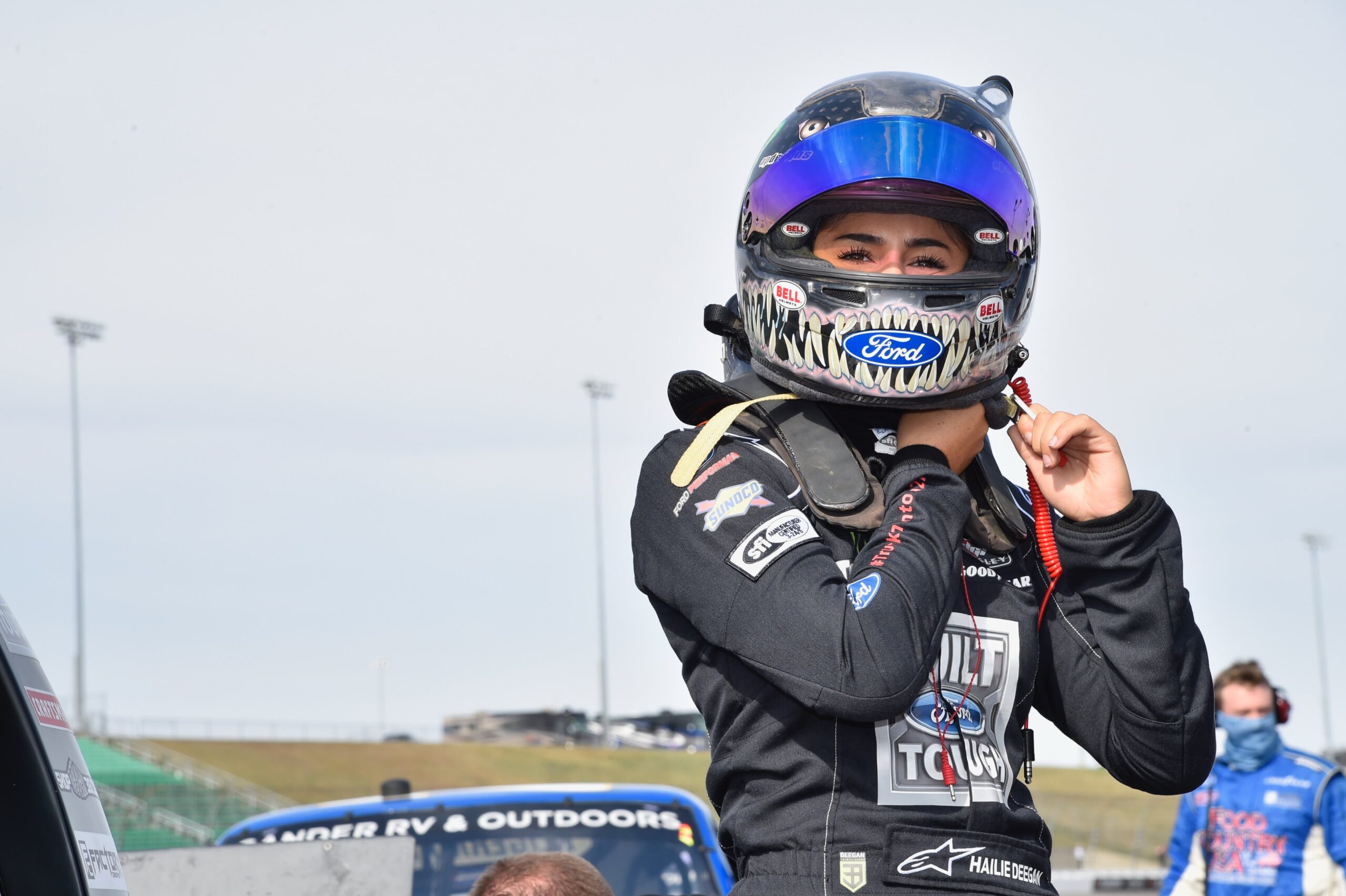 Deegan prepares to make her first laps in the NASCAR Gander RV &amp; Outdoors Truck Series at Kansas Speedway. (Image: Ford Performance Social Media.)