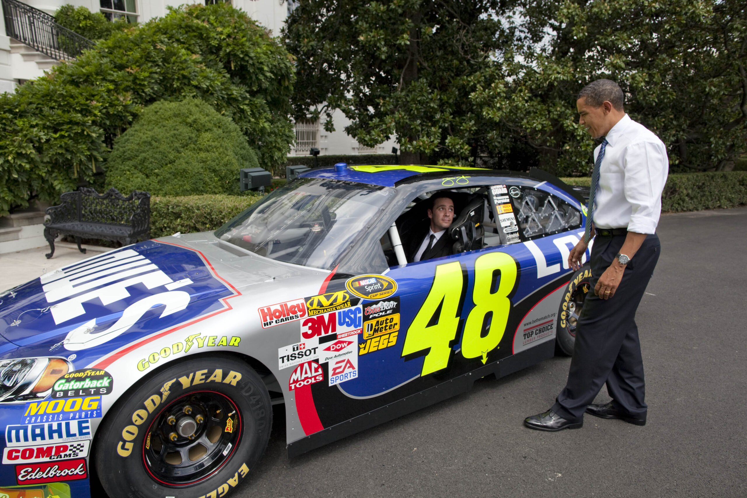 In 2009, Jimmie Johnson and President Barack Obama talked shop. (Photo Credit: Pete Souza)
