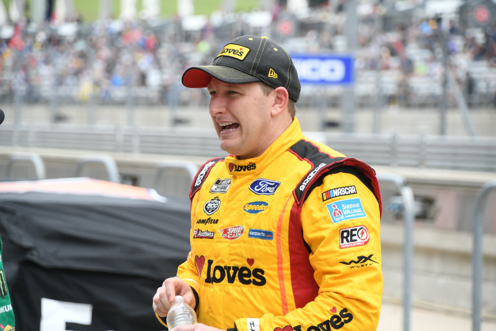 Without doubt, Michael McDowell enjoys working with crew chief Drew Blickensderfer. (Photo: Sean Folsom/The Podium Finish)