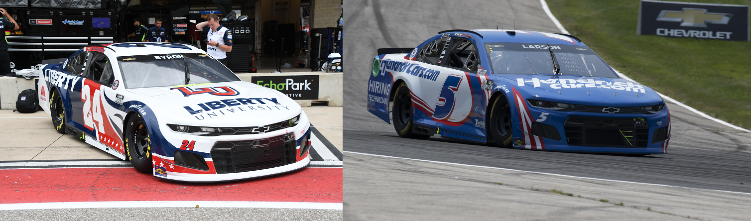 William Byron and Kyle Larson (Photo: Sean Folsom and Mike Moore/The Podium Finish)