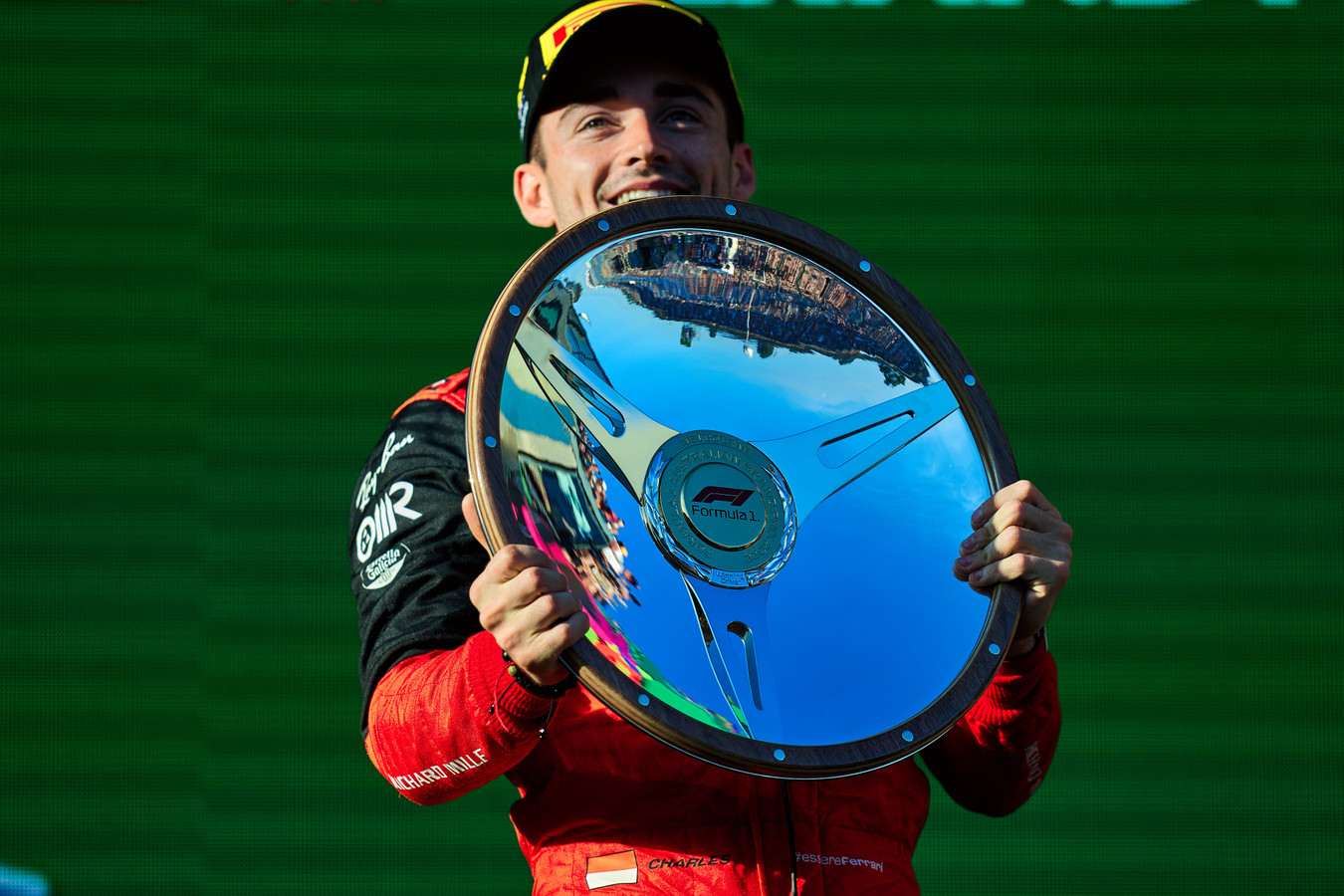 Leclerc adds another prize to his building trophy collection. (Photo: Scuderia Ferrari)
