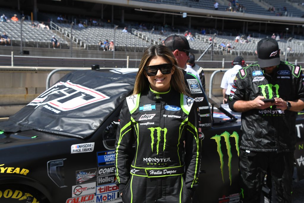 Hailie Deegan is all smiles as the driver of the No. 1 Monster Energy Ford F-150. (Photo: Sean Folsom | The Podium Finish)