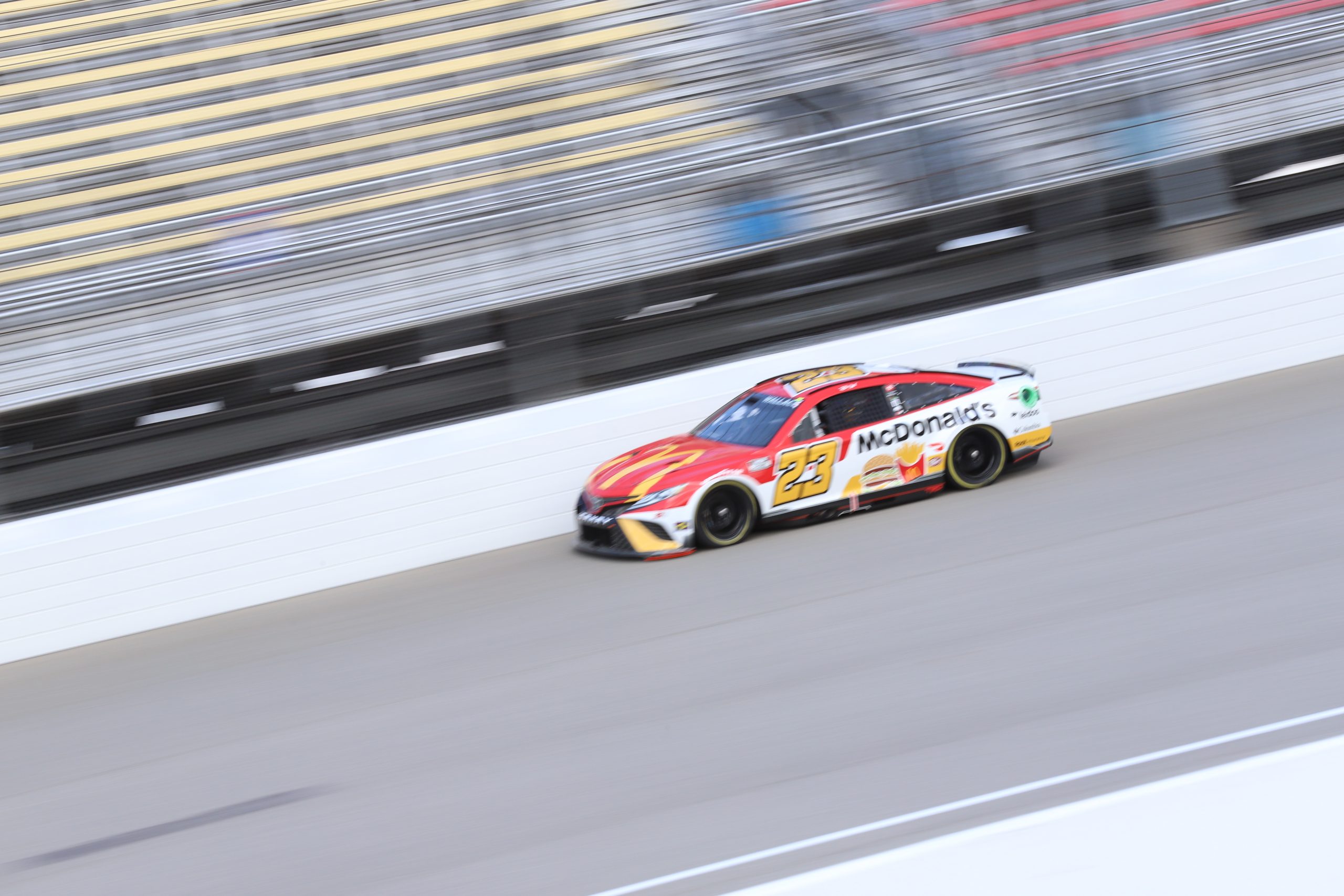 As can be seen, Wallace applied the spurs to his No. 23 McDonald's Toyota Camry in smooth fashion. (Photo: Dylan Nadwodny | The Podium Finish)