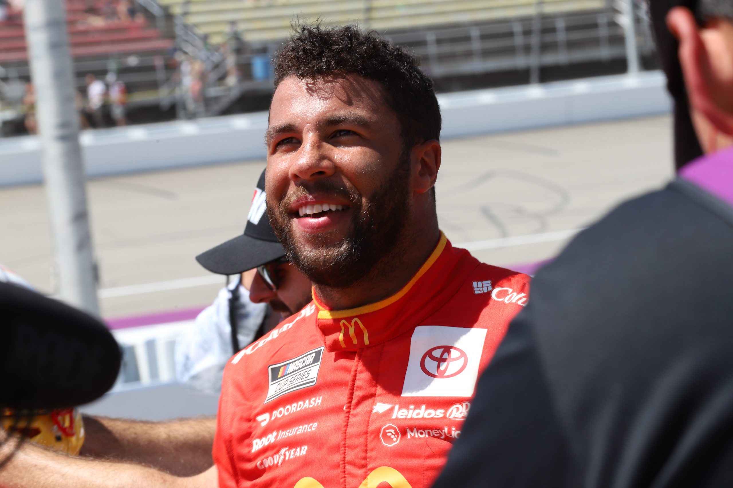 Bubba Wallace enjoys his maiden Cup pole. (Photo: Dylan Nadwodny | The Podium Finish)