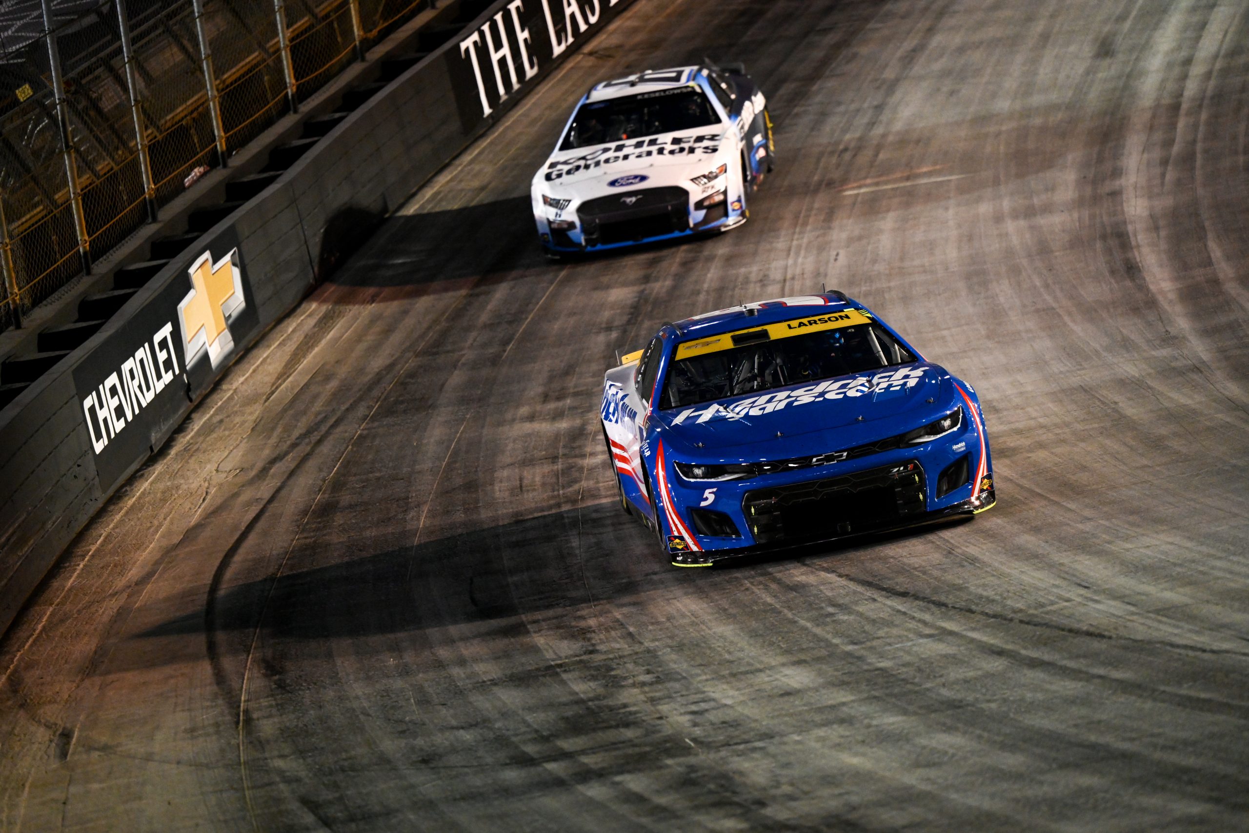 Larson and Brad Keselowski played cat and mouse for the lead during the latter portions of Stage 3 at Bristol. (Photo: Kevin Ritchie | The Podium Finish)