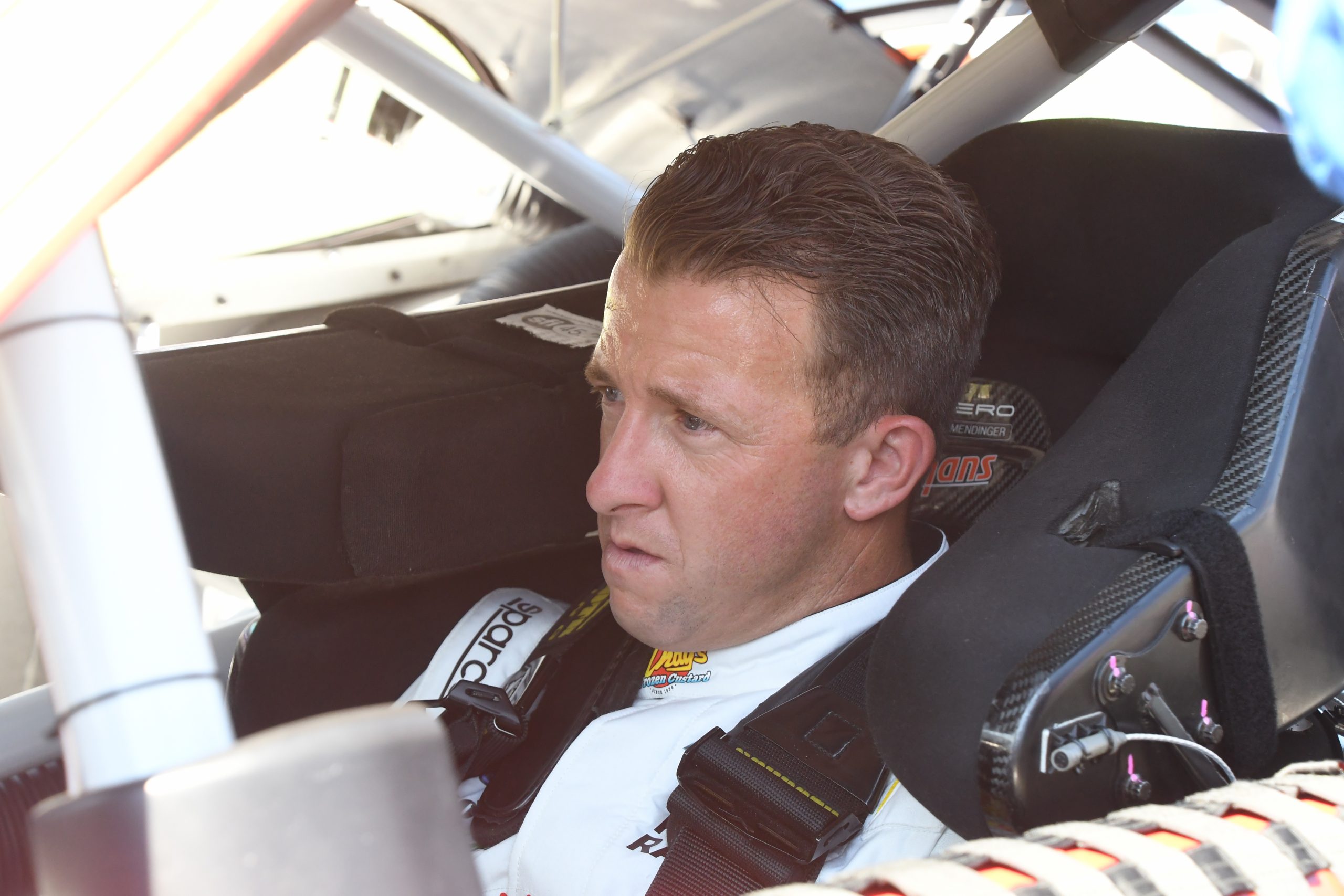Allmendinger puts his game face on ahead of a stock car battle. (Photo: Sean Folsom | The Podium Finish)