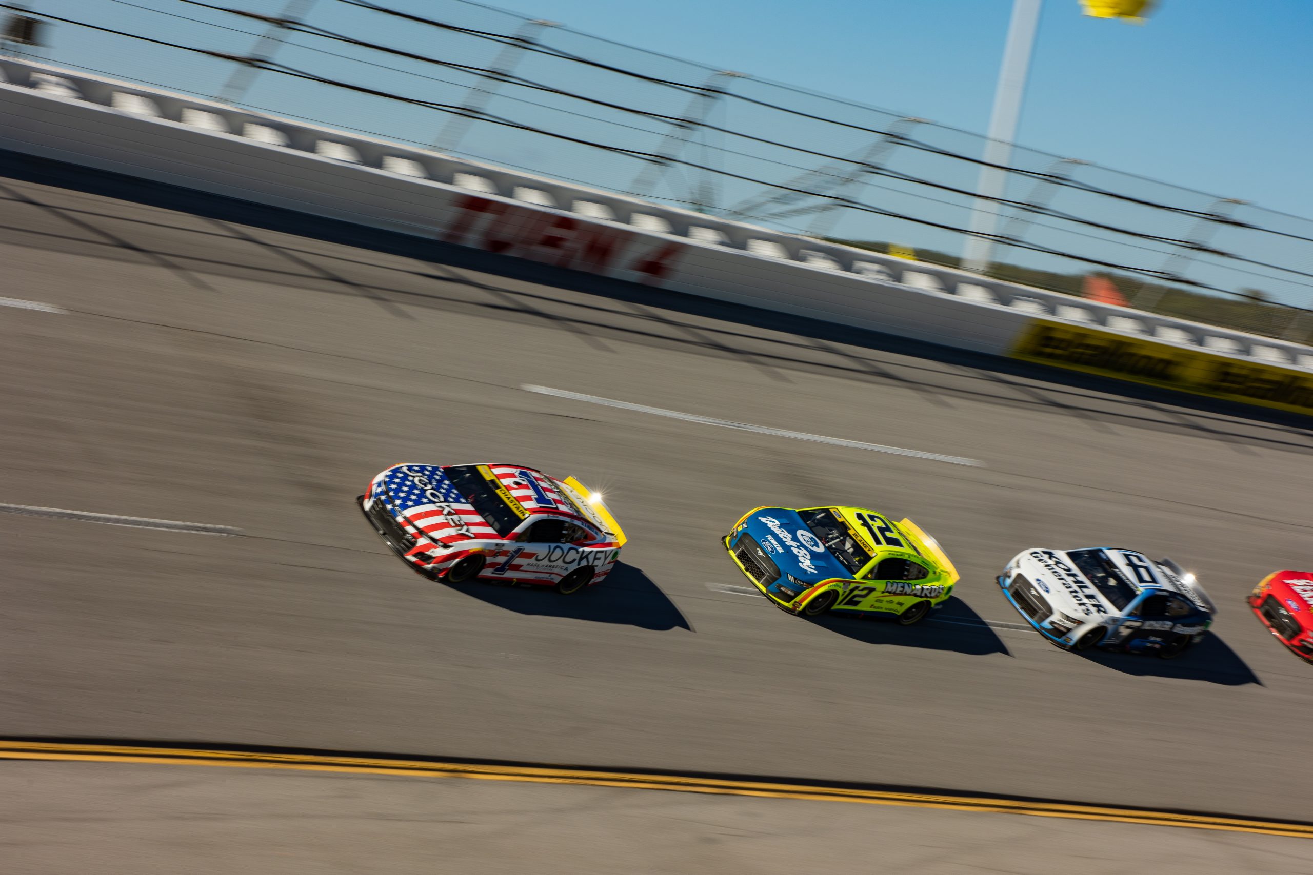 Chastain's patriotic paint scheme led the way for 36 laps at Talladega. (Photo: Riley Thompson | The Podium Finish)