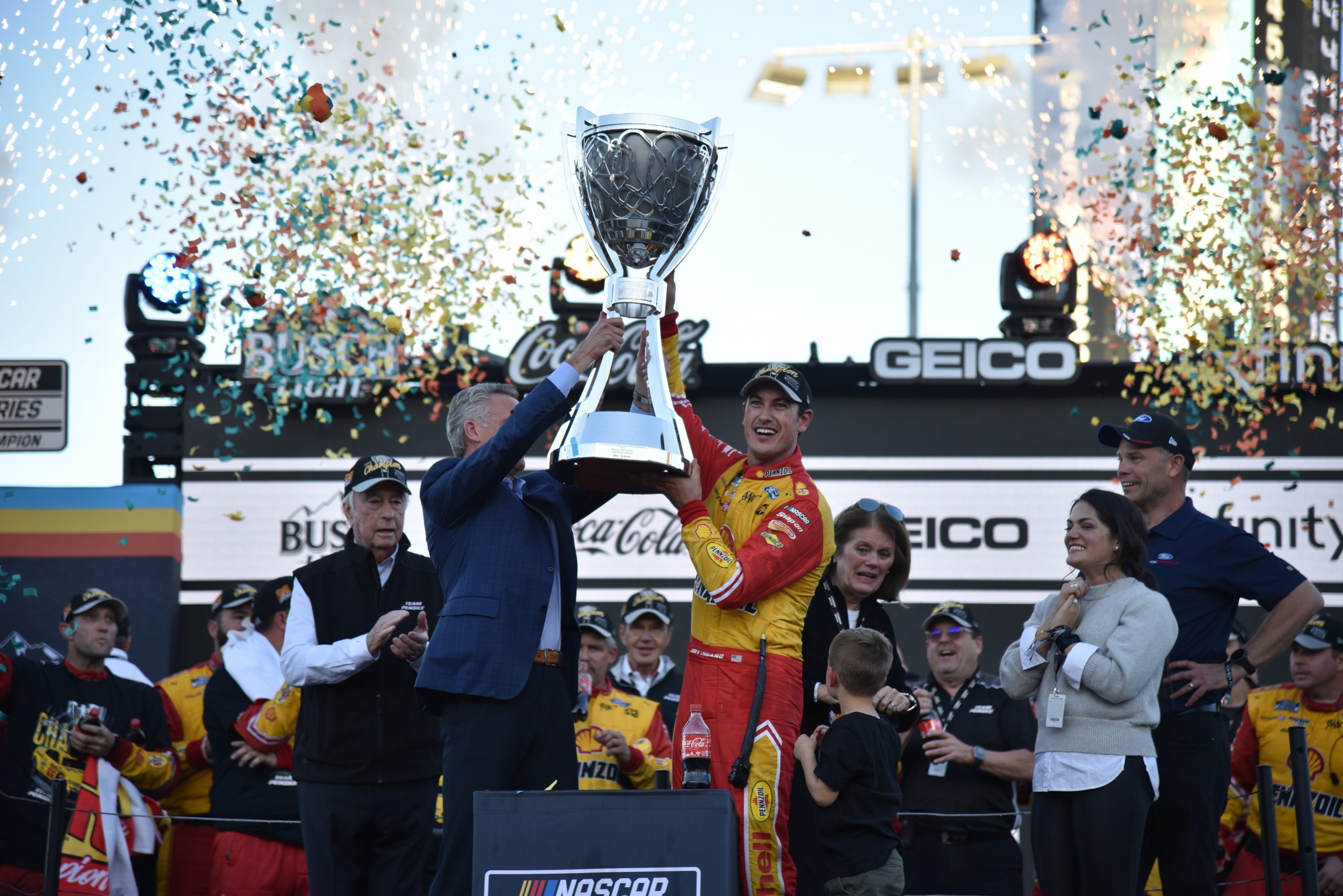 Joey Logano celebrates a hardfought second NASCAR Cup Series championship. (Photo: Luis Torres | The Podium Finish)