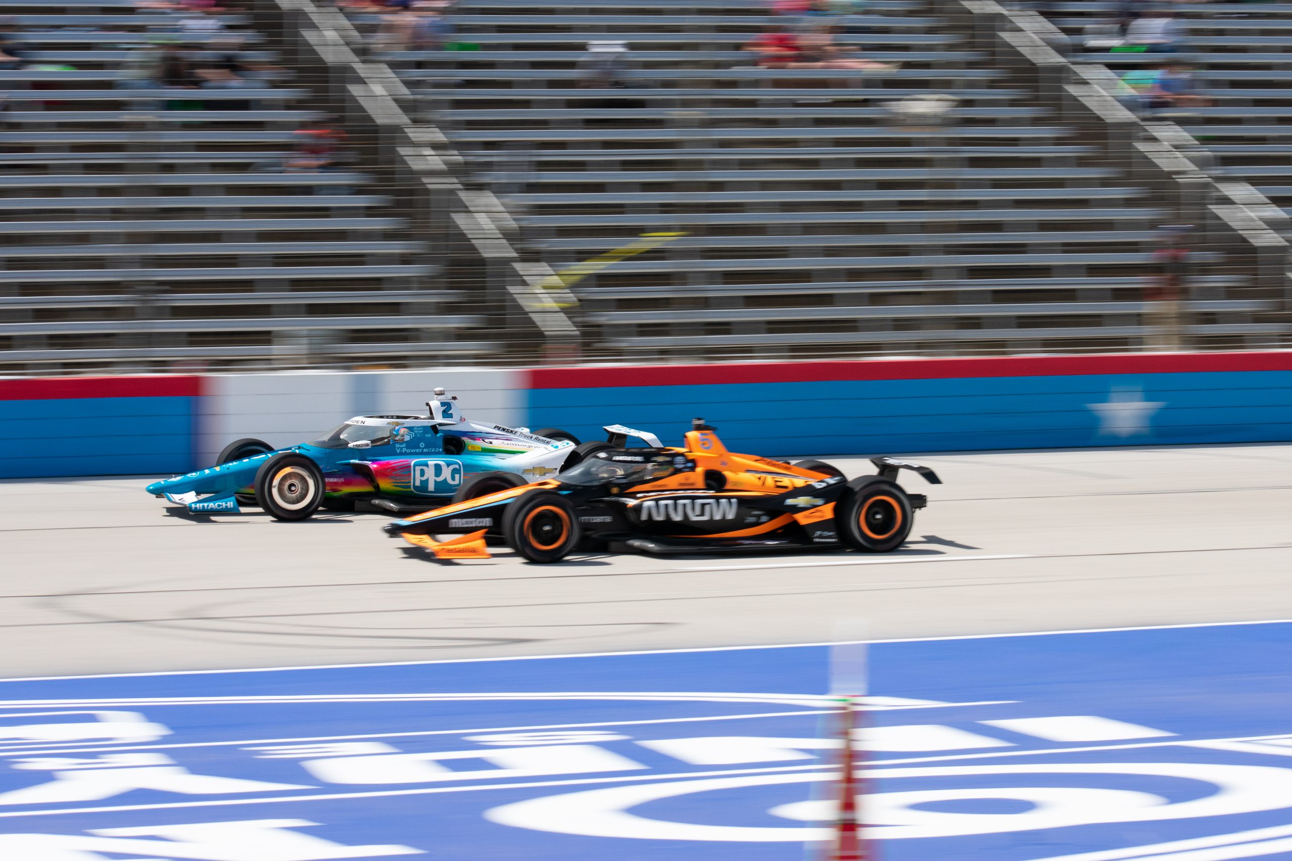 O'Ward and Newgarden dueled during the waning moments of the XPEL 375. (Photo: Aaron Brink | The Podium Finish)
