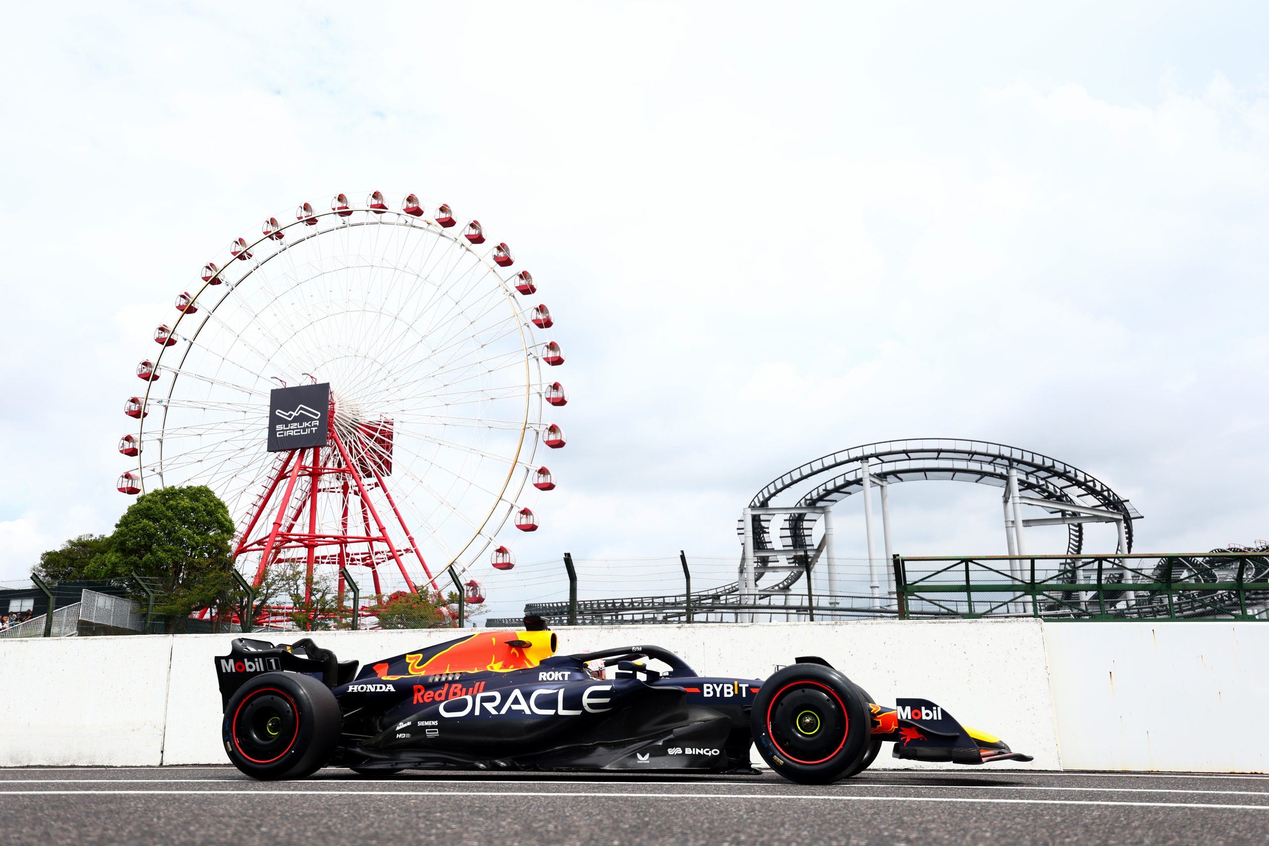 Max Verstappen (1) in his Red Bull looking to return to form at the Suzuka International Racing Course for Practice at the Formula 1 Japanese Grand Prix