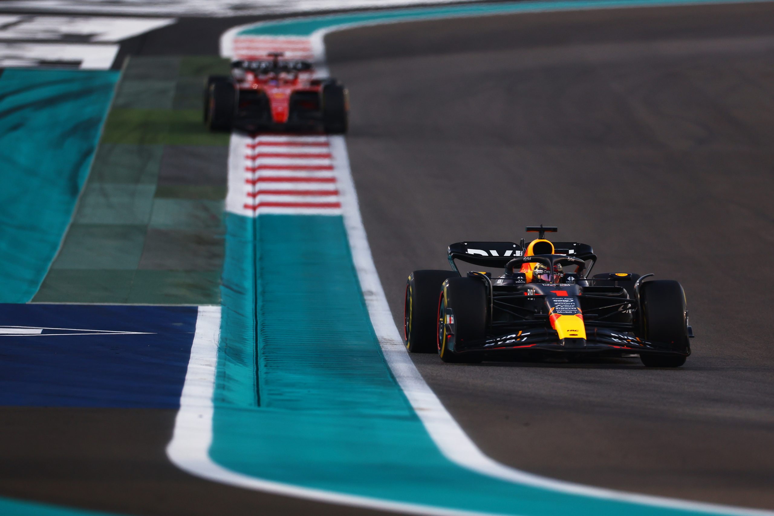 Max Verstappen of the Netherlands driving the (1) Oracle Red Bull Racing RB19 on track during the F1 Grand Prix of Abu Dhabi at Yas Marina Circuit on November 26, 2023 in Abu Dhabi, United Arab Emirates. (Photo by Mark Thompson/Getty Images) 