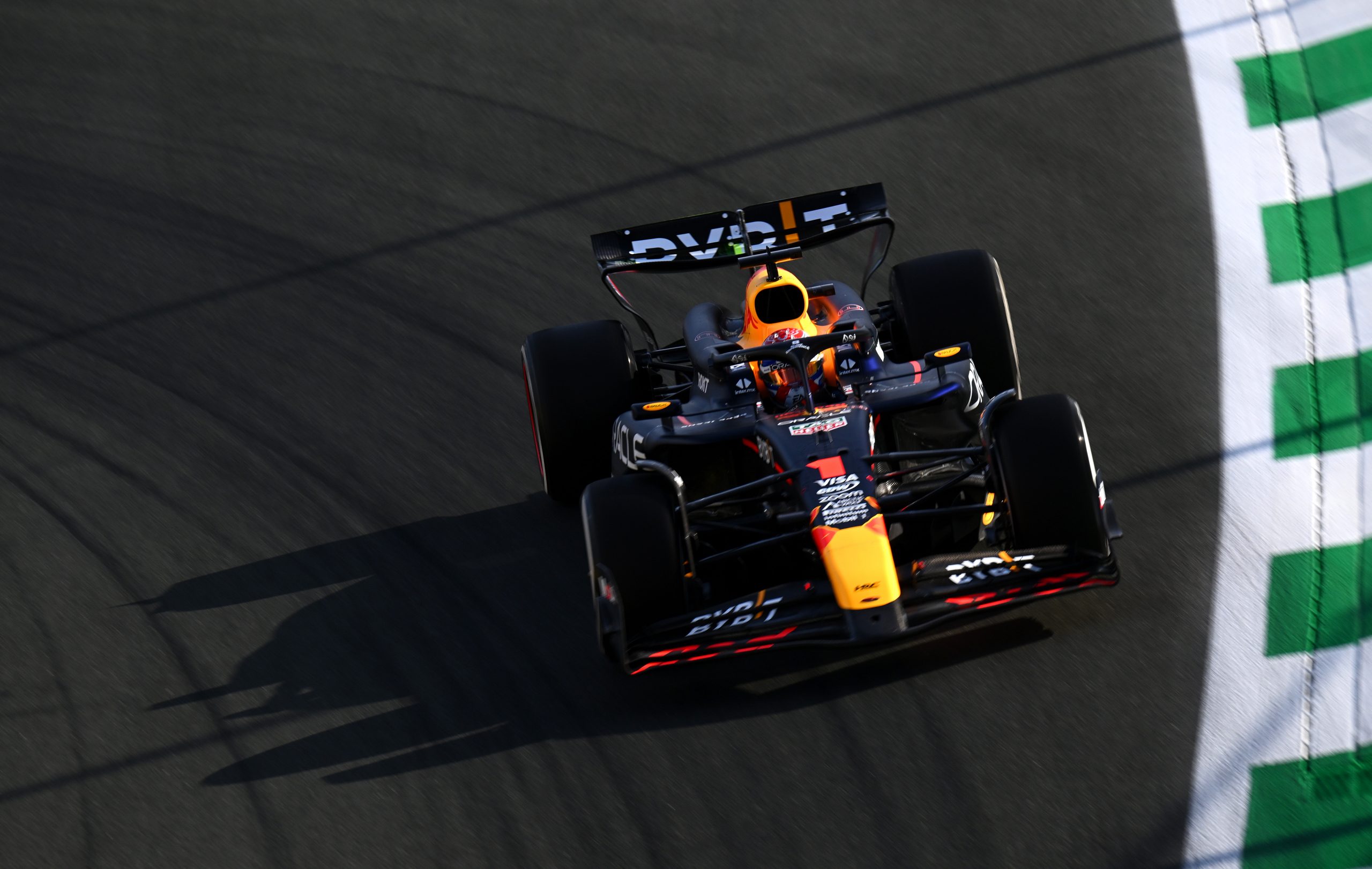 JEDDAH, SAUDI ARABIA - MARCH 07: Max Verstappen of the Netherlands driving the (1) Oracle Red Bull Racing RB20 on track during practice ahead of the F1 Grand Prix of Saudi Arabia at Jeddah Corniche Circuit on March 07, 2024 in Jeddah, Saudi Arabia. (Photo by Clive Mason/Getty Images)