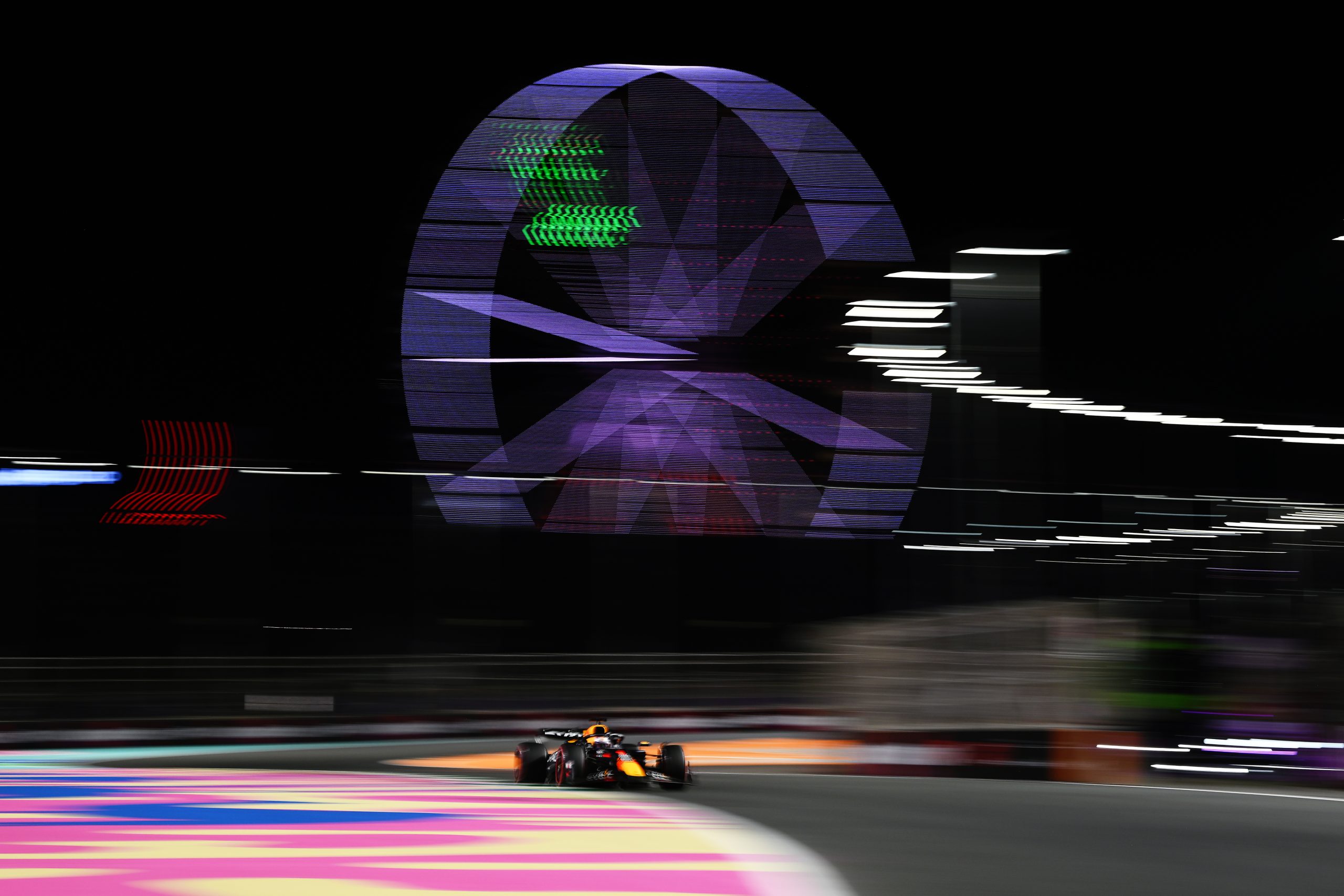 Max Verstappen of the Netherlands driving the (1) Oracle Red Bull Racing RB20 on track during qualifying ahead of the F1 Grand Prix of Saudi Arabia at Jeddah Corniche Circuit on March 08, 2024 in Jeddah, Saudi Arabia. (Photo by Clive Mason/Getty Images)
