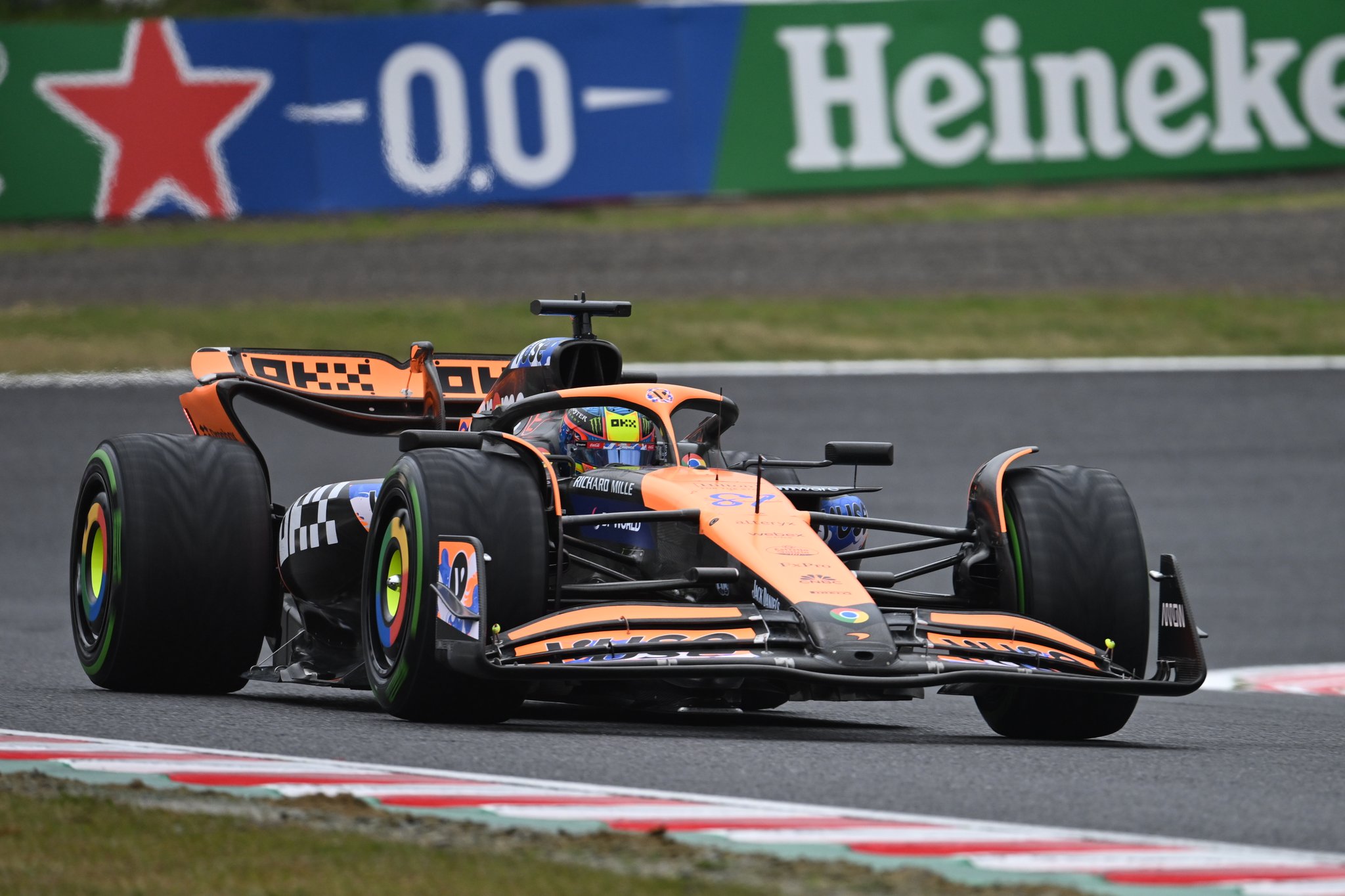 Oscar Piastri (81) takes his McLaren F1 MC38 on track during the second practice ahead of the 2024 Japanese Grand Prix at the Suzuka International Racing Course (Source: McLaren F1 on X)