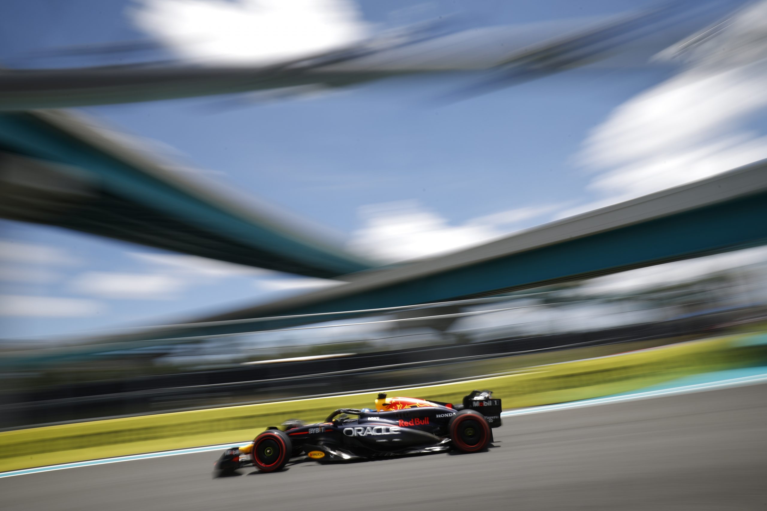 Max Verstappen of the Netherlands driving the (1) Oracle Red Bull Racing RB20 on track during practice ahead of the F1 Grand Prix of Miami at Miami International Autodrome on May 03, 2024 in Miami, Florida. (Photo by Chris Graythen/Getty Images)