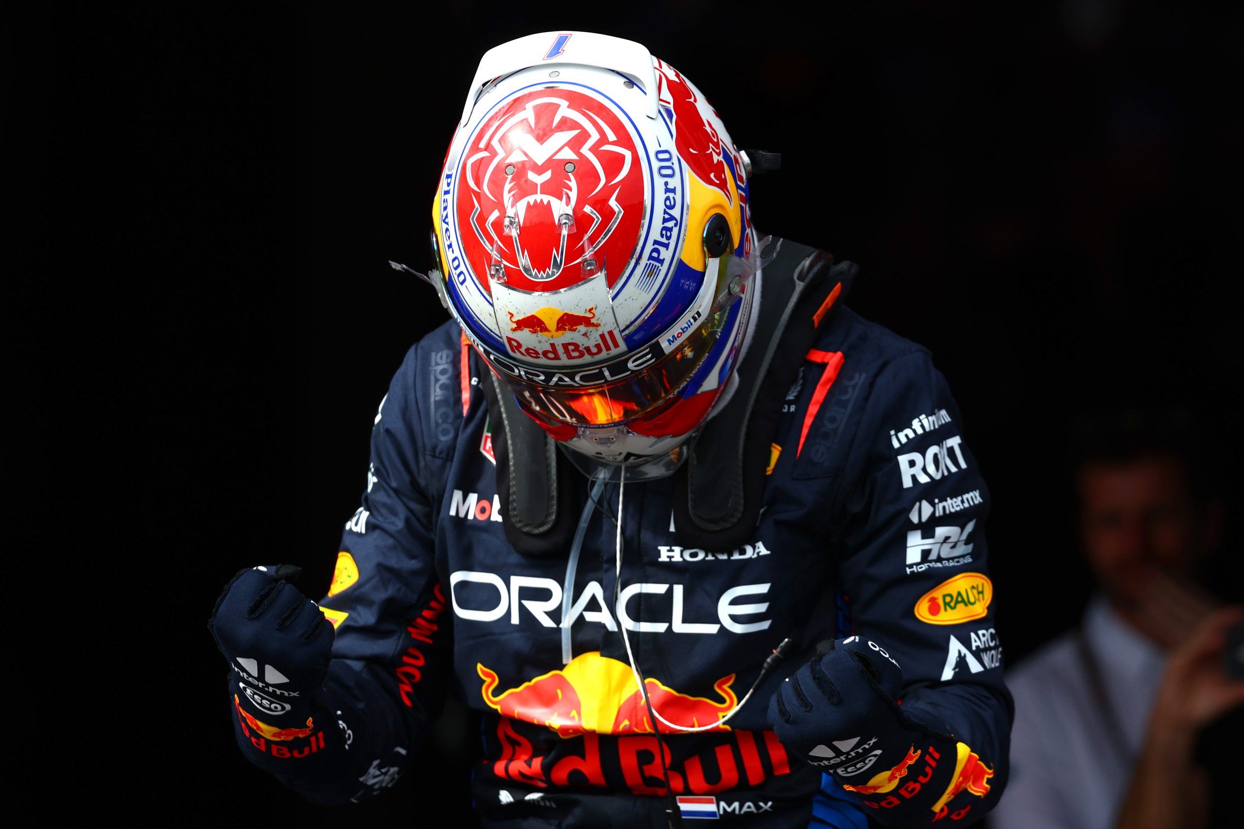 Race winner Max Verstappen of the Netherlands and Oracle Red Bull Racing celebrates in parc ferme during the F1 Grand Prix of Emilia-Romagna at Autodromo Enzo e Dino Ferrari Circuit on May 19, 2024 in Imola, Italy. (Photo by Clive Rose/Getty Images)