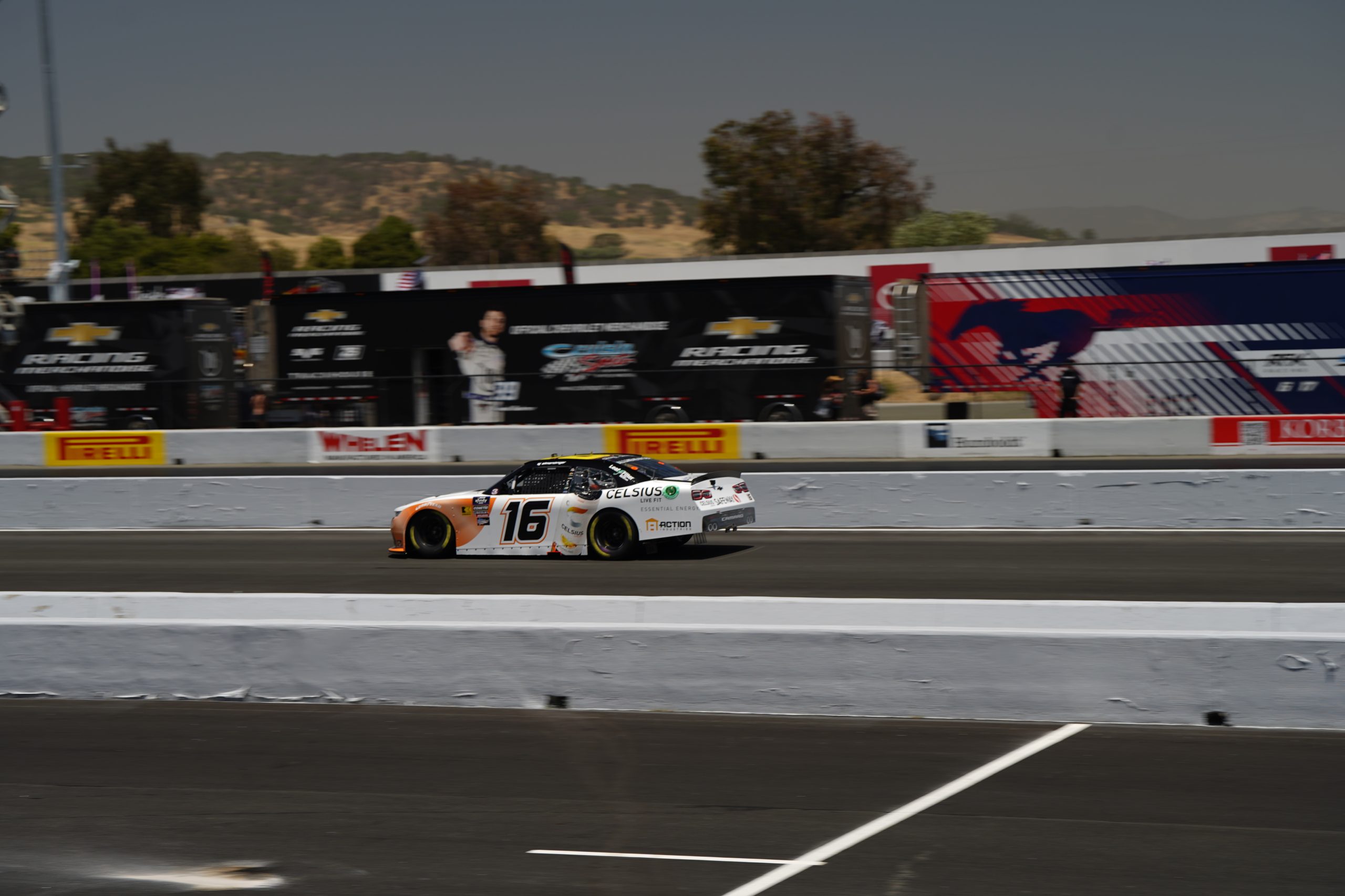 The No. 16 Celsius Camaro on track during practice on Friday. (Photo: Aaron Brink | The Podium Finish)