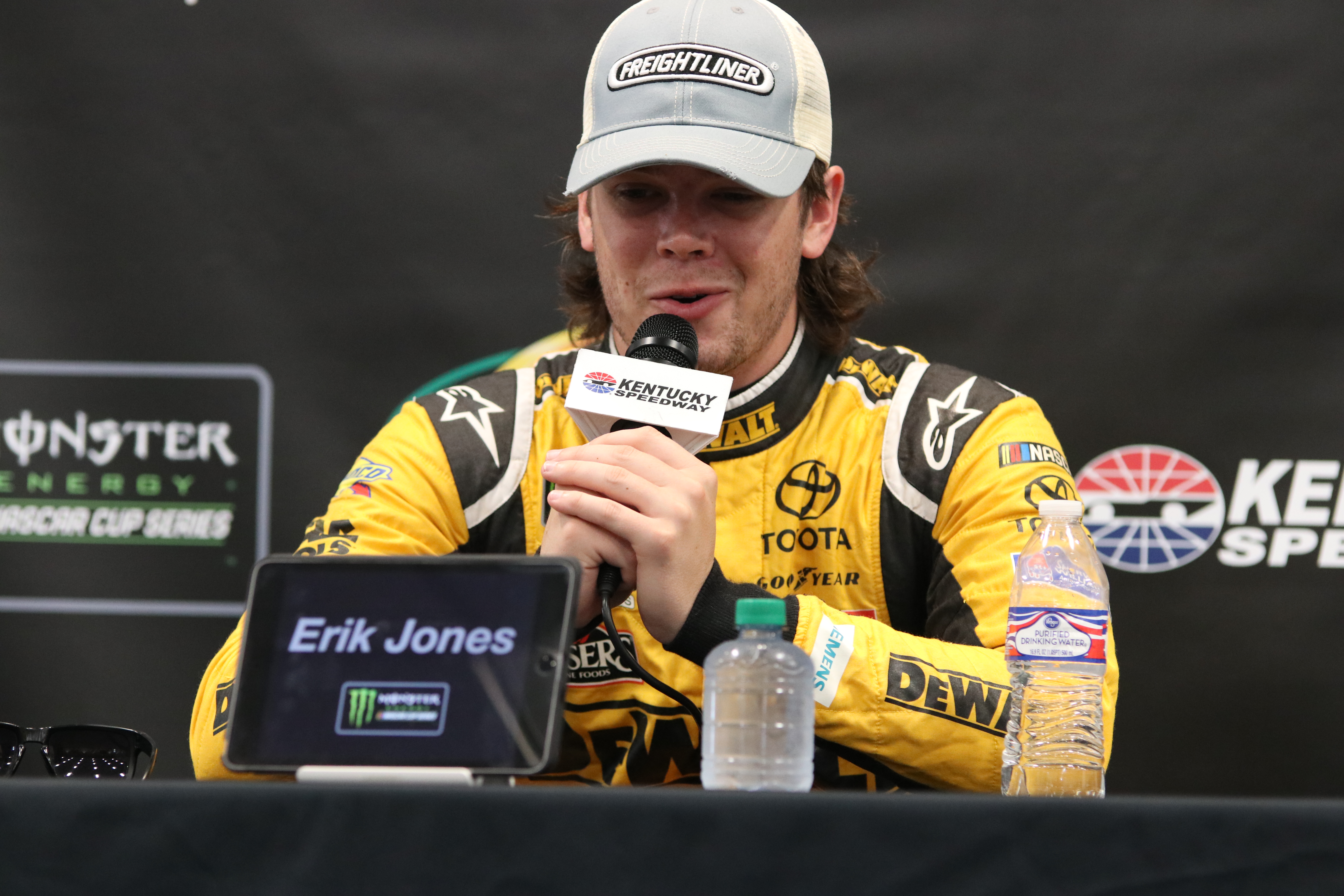 Erik Jones still smiles after his exciting first Cup win last Saturday night at Daytona.