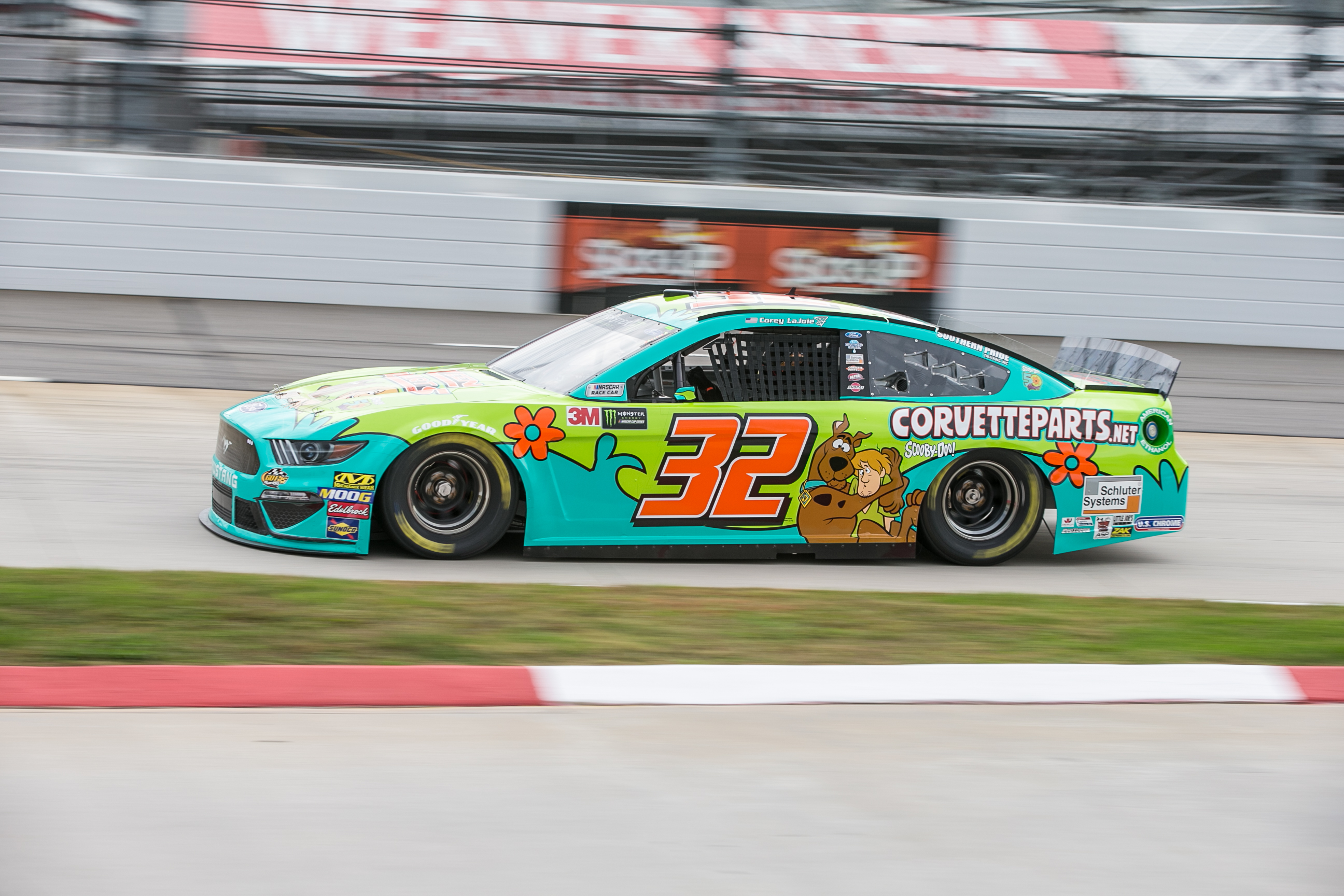 By all means, Corey LaJoie and his Mystery Machine are ready for today's First Data 500. (Photo Credit: Jonathan Huff/TPF)