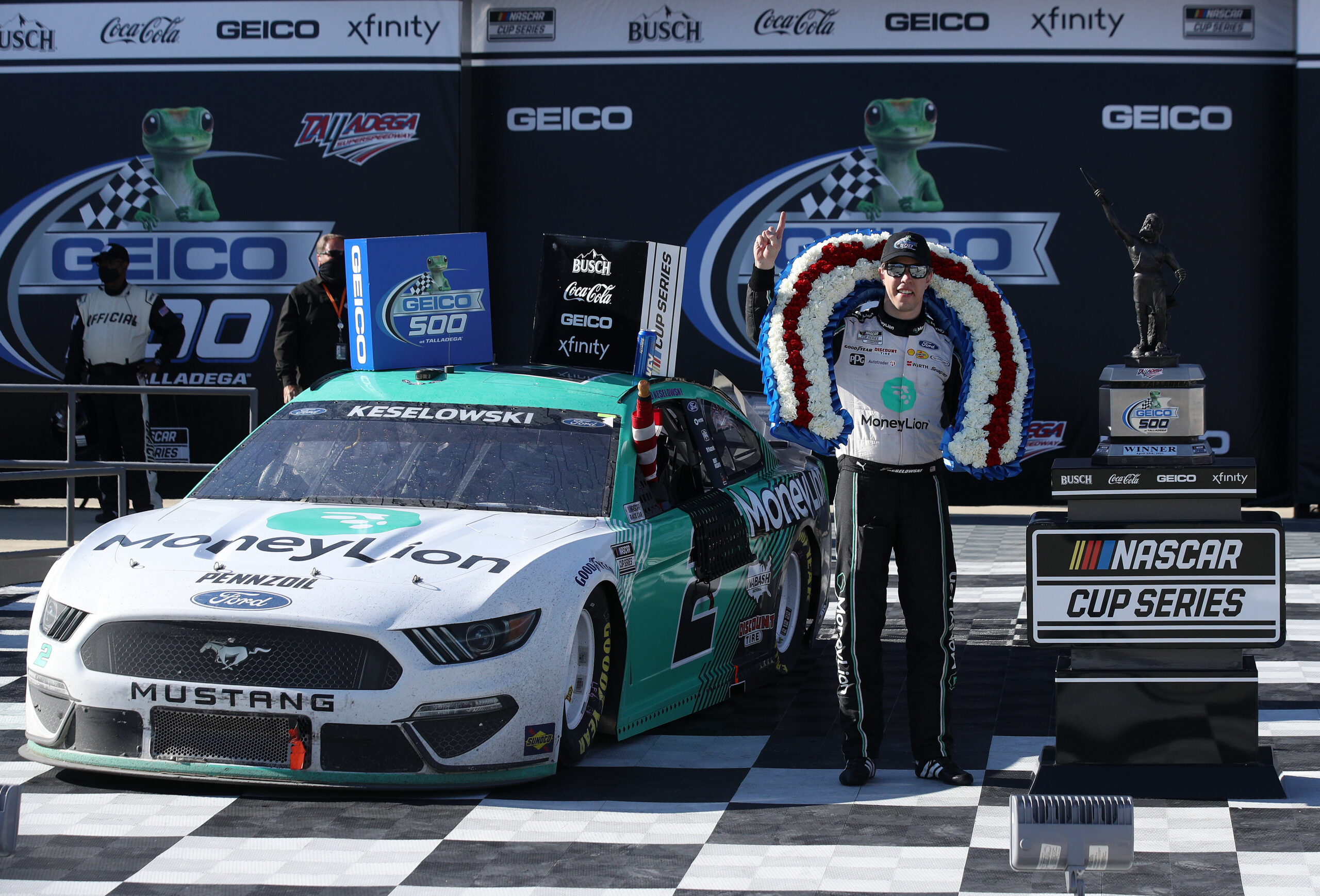 Certainly, there's no place like victory lane for Brad Keselowski at Talladega. (Photo: Sean Gardner/Getty Images)