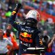 Max Verstappen (1) acknowledges the crowd after setting the fastest lap in his Red Bull for the Belgium Grand Prix