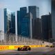 Carlos Sainz (55) drives his Ferrari on the Marina Bay Street Circuit during opening practice for the Formula 1 Singapore Grand Prix