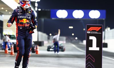 Pole position qualifier Max Verstappen of the Netherlands and Oracle Red Bull Racing celebrates in parc ferme during qualifying ahead of the F1 Grand Prix of Qatar at Lusail International Circuit on October 06, 2023 in Lusail City, Qatar. (Photo by Mark Thompson/Getty Images)