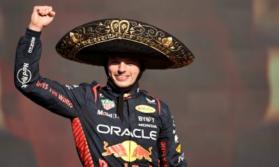 Race winner Max Verstappen of the Netherlands and Oracle Red Bull Racing celebrates on the podium after the F1 Grand Prix of Mexico at Autodromo Hermanos Rodriguez on October 29, 2023 in Mexico City, Mexico. (Photo by Jared C. Tilton/Getty Images)