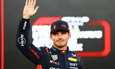 Pole position qualifier Max Verstappen of the Netherlands and Oracle Red Bull Racing celebrates in parc ferme during qualifying ahead of the F1 Grand Prix of Abu Dhabi at Yas Marina Circuit on November 25, 2023 in Abu Dhabi, United Arab Emirates. (Photo by Mark Thompson/Getty Images)
