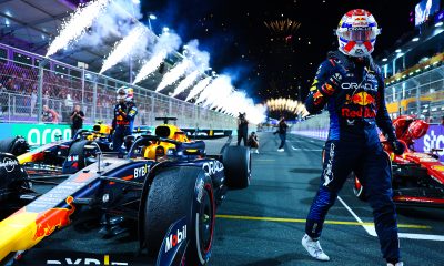 Race winner Max Verstappen of the Netherlands and Oracle Red Bull Racing celebrates in parc ferme during the F1 Grand Prix of Saudi Arabia at Jeddah Corniche Circuit on March 09, 2024 in Jeddah, Saudi Arabia. (Photo by Mark Thompson/Getty Images)