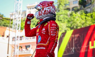 Charles Leclerc steps out of his Scuderia Ferrari SF-24 in celebration of grabbing Pole Position for the 2024 Formula Monaco Grand Prix on the streets of Monte Carlo (Source: Scuderia Ferrari)