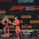 Race winner Charles Leclerc of Monaco and Ferrari, Second placed Carlos Sainz of Spain and Ferrari and Max Verstappen of the Netherlands and Oracle Red Bull Racing celebrate on the podium after the F1 Grand Prix of United States at Circuit of The Americas on October 20, 2024 in Austin, Texas. (Photo by Mark Sutton/Getty Images)