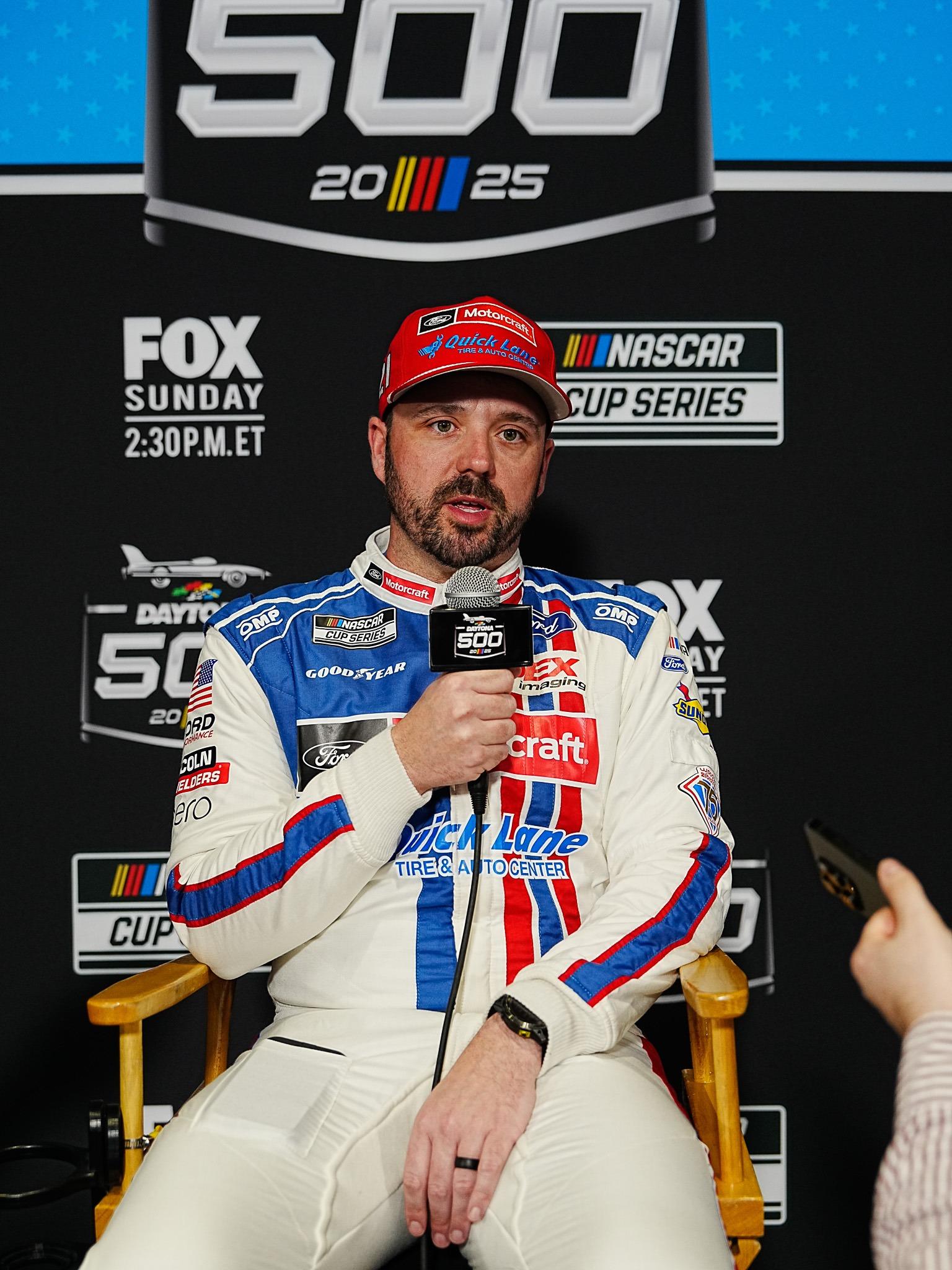 Josh Berry speaks with the media on Daytona 500 Media Day. (Photo: Donald Jenney | The Podium Finish)