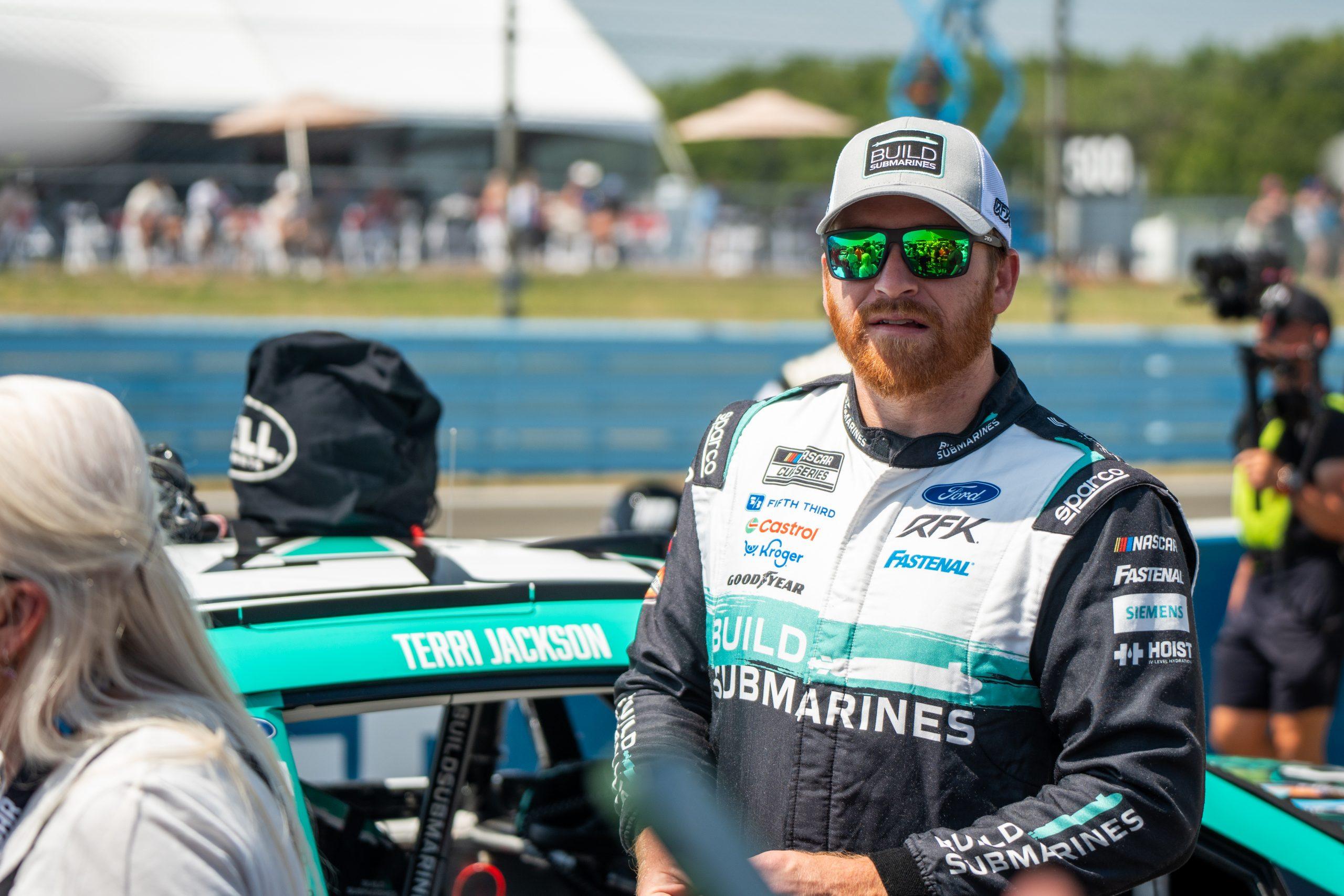 Chris Buescher during pre-race ceremonies for the Go Bowling at the Glen from Watkins Glen International.