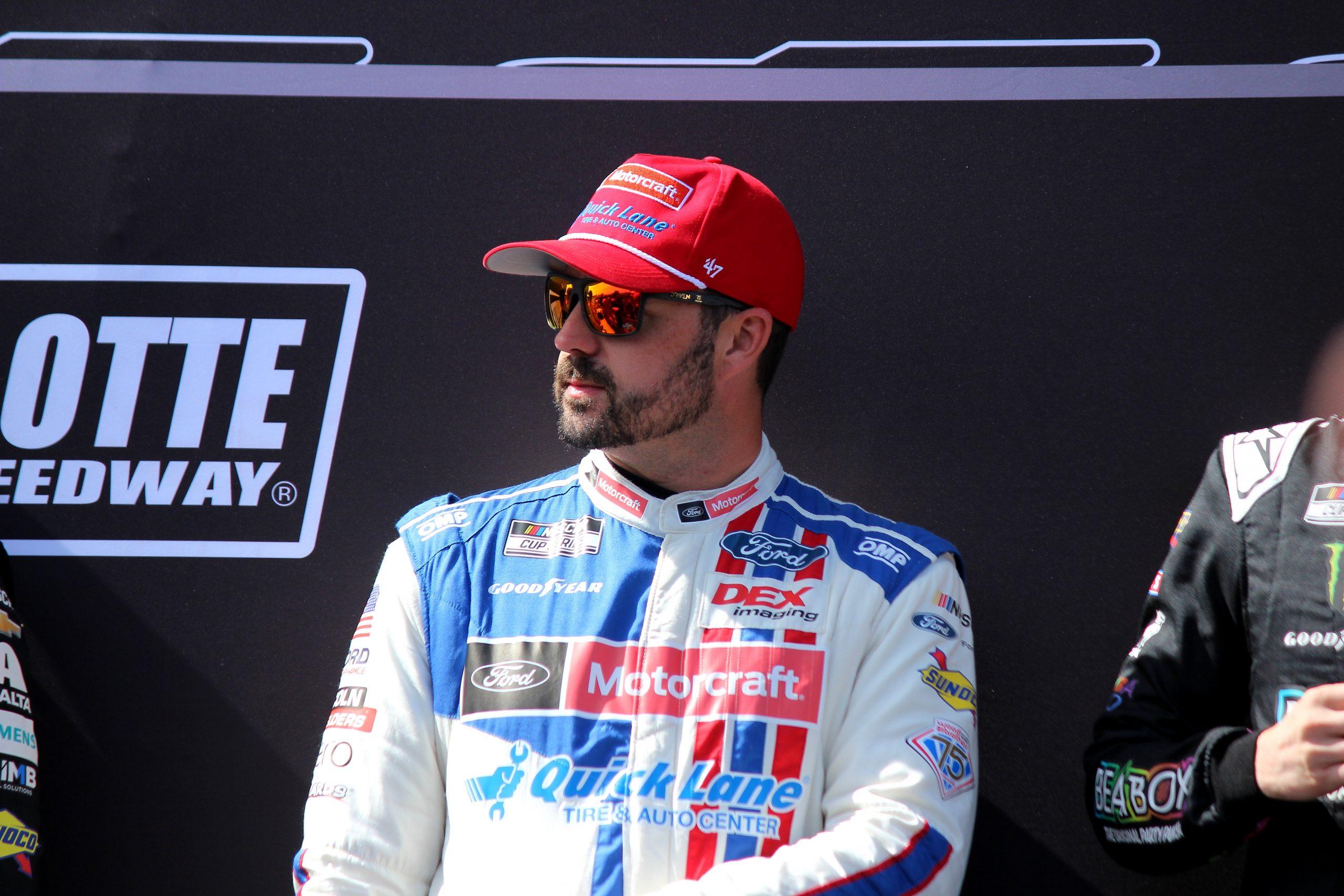 Josh Berry during pre-race driver introductions for the Mobil 1 301 at New Hampshire Motor Speedway.