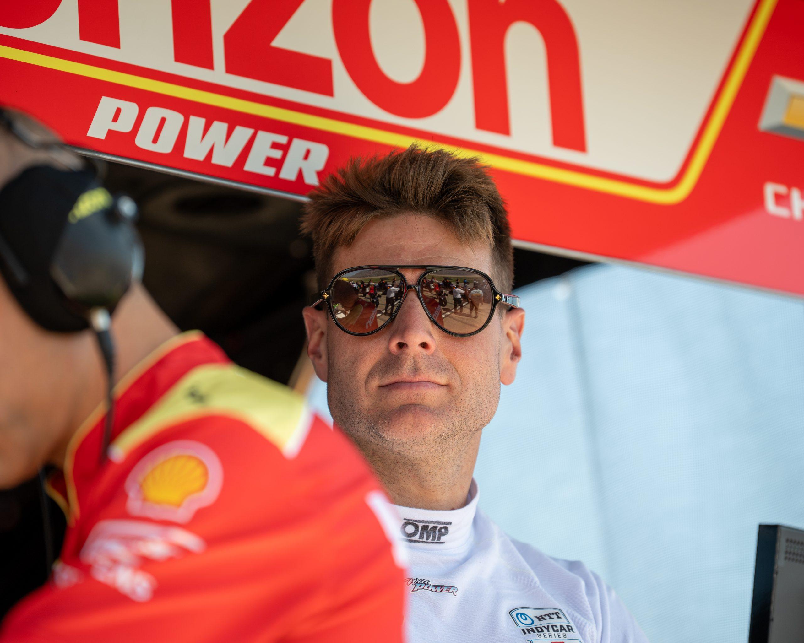 Will Power debriefs with his team prior to qualifying for the Borchetta Bourbon Music City Grand Prix at Nashville Superspeedway (Photo: Anthony Sylvia | The Podium Finish).