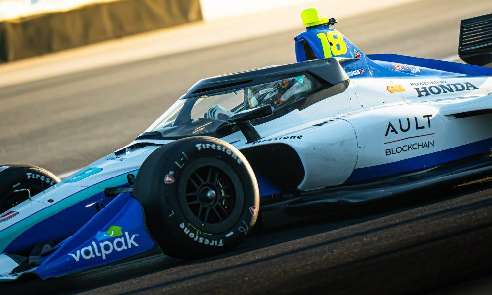 IndyCar rookie Dennis Hauger navigates turn 12 at the Indianapolis Motor Speedway road course during IndyCar testing on October 13th, 2025 (Photo: Anthony Sylvia | The Podium Finish).