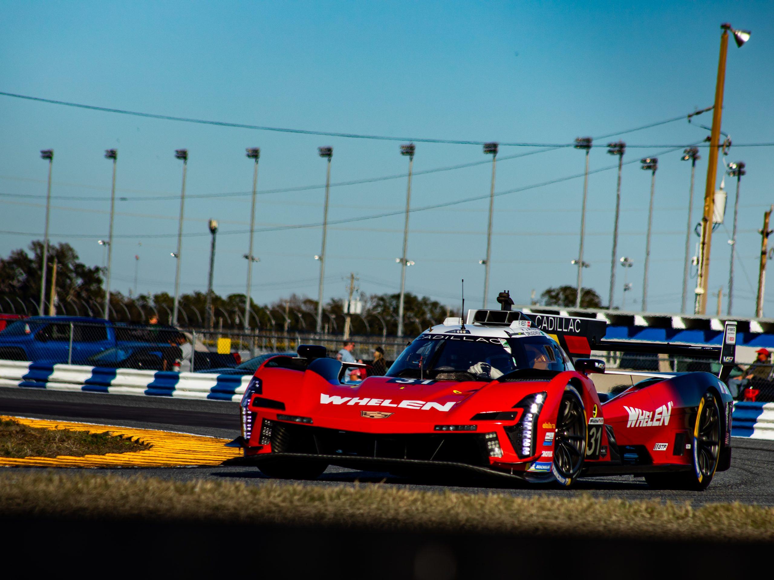 The No. 31 Whelen Cadillac V-Series .R rolling through the West Horseshoe at Daytona during the Roar Before the 24 (Photo: Jared Bokanoski | The Podium Finish)