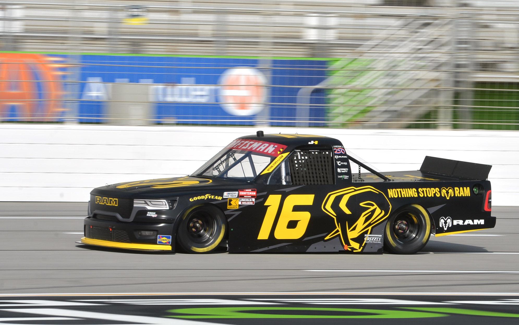 Justin Haley takes to the track during qualifying for the Fr8 Racing 208 from EchoPark Speedway.